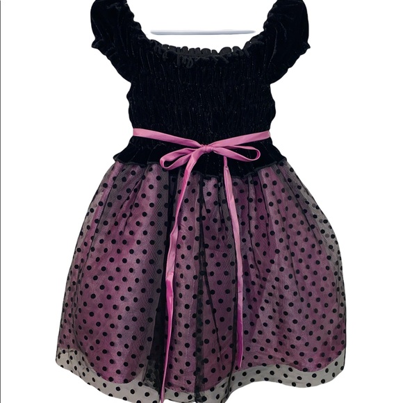 👗 ABSOLUTELY GORGEOUS Laura Ashley Toddler Girl Velvet & Dotted Tulle Dress2T